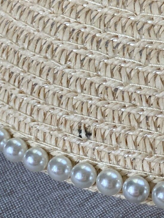 Renato Balestra, Italy, Paper Straw Visor, Faux Pearl Sun Hat, Resort Chic, Lux main image 12